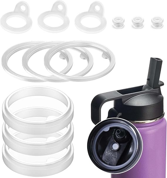 Vodolo Silicone Gasket Replacement for Thermoflask 24oz/32oz/40oz/64oz, Each with Pick for Water Bottle Straw Lid, Chug Lid & Chug Spout