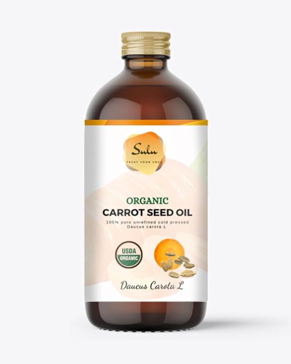 SULU ORGANICS Carrot Seed Oil- USDA Organic Cold Pressed Unrefined (8 oz)