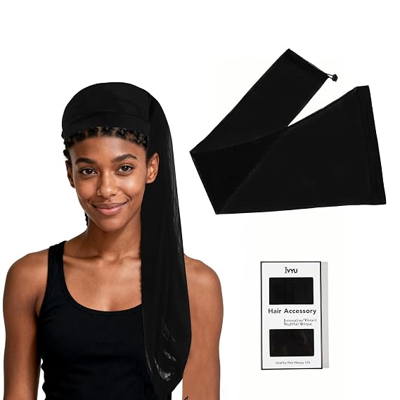Ivyu 1Pc Extra Long Wig Cap, Drawstring Breathable Hair Sleeve Net for Women