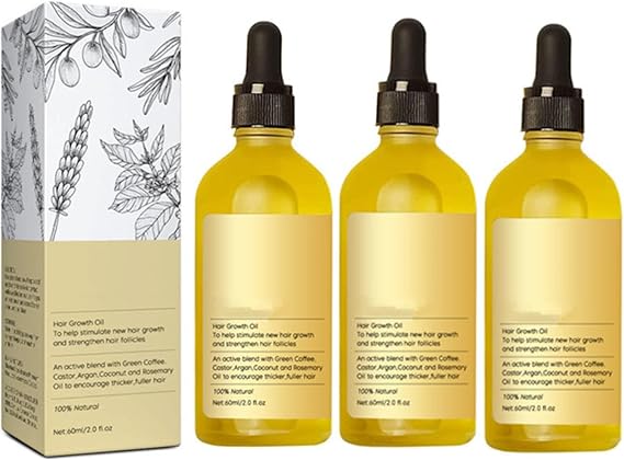 60ml Natural Hair Growth Oil,Rosemary Oil for Hair Growth Organic,Natural Hair Growth Oil for Thin Hair,Hair Growth Serum for Thicker Longer Fuller Healthier Hair3pcs