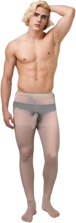 Mens Ultra Sheer Pantyhose Seamless Pantyhose 10D Mens Nude Underwear Male Stockings Lingerie Halloween Cosplay