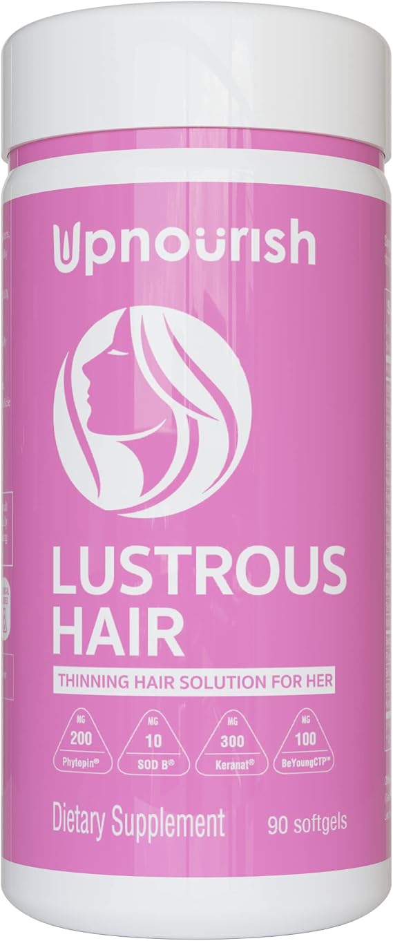 UpNourish Hair Growth Vitamins for Women - Proven Hair Supplement with KERANAT, DHT Blocker PHYTOPIN, Biotin 5000 mcg & SOD, Hair Vitamins for Faster Hair Growth, Hair Loss & Thinning Hair - 90 ct