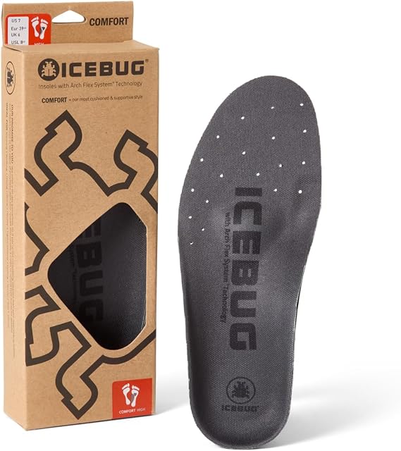 Icebug Comfort Insoles with Dynamic Arch Support, Charcoal Medium Arch, M 11