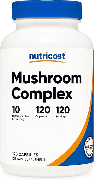Nutricost Mushroom Complex Supplement, 120 Capsules for 120 Servings | 10 Mushroom Blend (Includes Reishi, Maitake, Shiitake, Lion's Mane, and More) - GMO-Free and Gluten Free