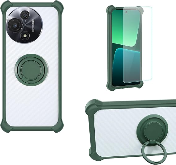 bojioderf Case Compatible for TCL 60R 5G T519N T519H Phone Case Cover [with 1* Tempered Glass Screen Protector] PC + Silicone [360 Metal Ring, Magnetic Car Mount] CSKB-LV