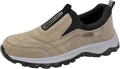 Mens Walking Shoes Waterproof Hiking Shoes Slip on Orthopedic Sneakers Outdoor Non Slip Shoes Casual Trail Shoes