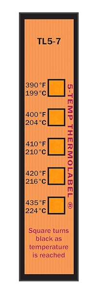 5-Temp Thermolabel 390-435F Temperature Label Pack of 16 Labels
