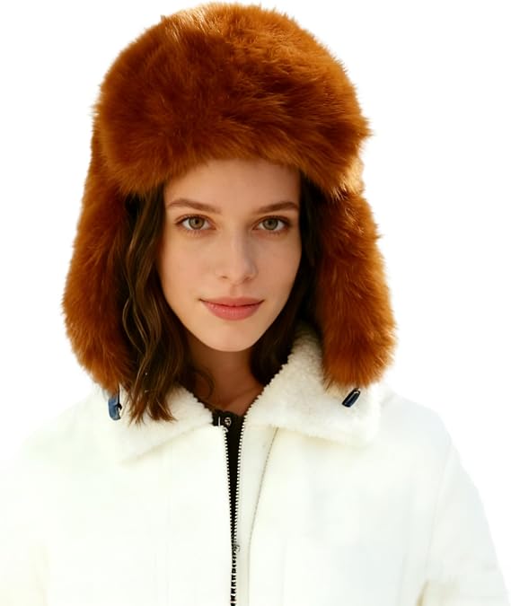 Lina & Lily Women's Winter Trapper Hat Long Pile Faux Fur Fluffy