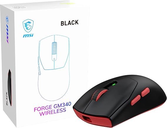 MSI FORGE GM340 Wireless 12000 DPI 1000Hz RGB Kablosuz Siyah Gaming Mouse
