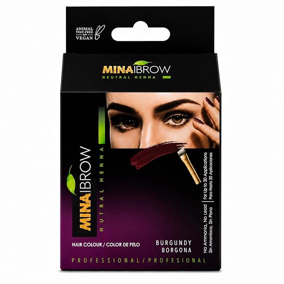 MINA ibrow Henna Hair Color Semi Permanent Henna Kit (Burgundy)