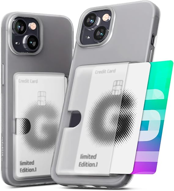 GOOSPERY Rail 2 Card Case Compatible with iPhone 14 Case with [Two Card Slots][Light + Soft Protection] User Friendly Credit Card Holder Matte Frosted Clear