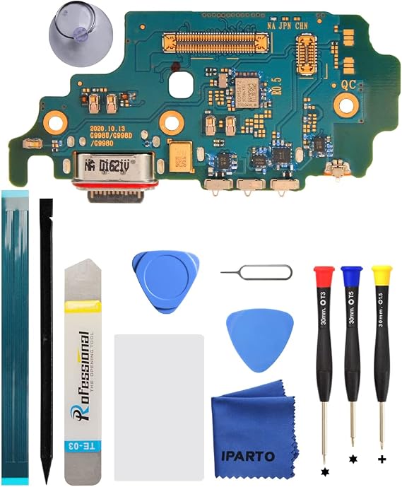 Charging Port Replacement for Samsung Galaxy S21 Ultra 5G G998U Charging Port Replacement Kit for 6.8 inch Galaxy S21 Ultra SM-G998U SM-G998U1 USB Flex Dock Connector Replacement