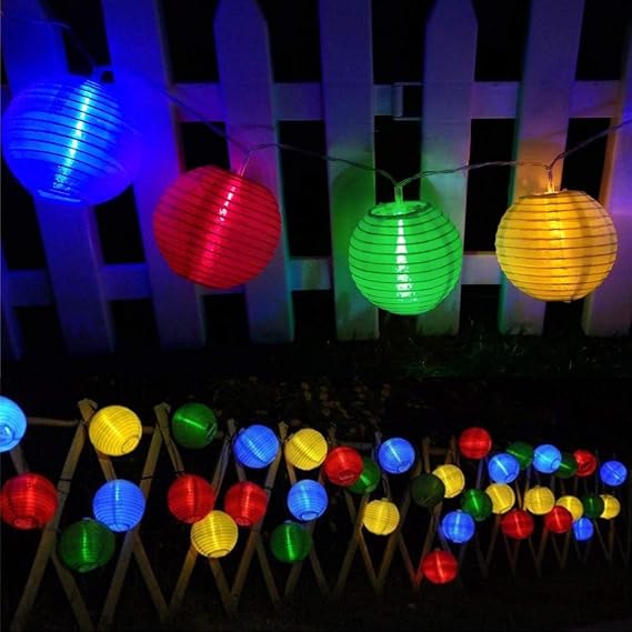 Solar String Lights Outdoor Garden, 20ft 30 LED Fairy Lights,Solar Garden Lanterns for Patio Wedding Lawn Yard Fence,IP65 Waterproof (Colourful) [Energy Class A]