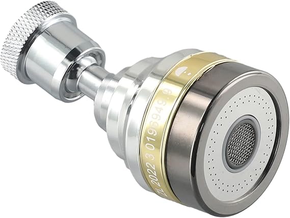 Brass Kitchen Tap Head Aerator Extender with 360 Rotating Anti-Splash Design and 3-Level Adjustable Water Flow for Standard Faucets, Silver and Gold Options(5.7CM)