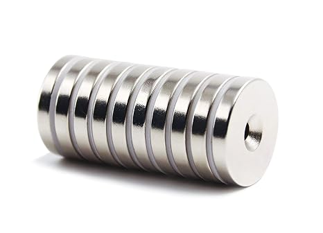 10 Pieces 18 x 4mm with 5mm Countersunk Hole Fastener Magnets - j2 | Disc Rare Earth Refrigerator Neodymium Magnets - 0.7 inch D x 0.15 inch H with 0.2 inch D Screw Hole