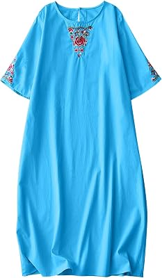 Women Embroidered Dress Shirt 2024 Summer Cotton Linen Dresses Casual Plus Size Maxi Dresses Trendy Summer Beach Outfits