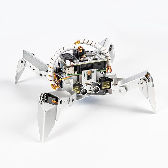 SUNFOUNDER PiCrawler AI Robot Kit for Raspberry Pi 5/4/3B+/3B/Zero 2W ChatGPT-4o Enabled with Voice Control & Video Recognition App Control FPV Camera Python & Scratch (RPi Not Included)