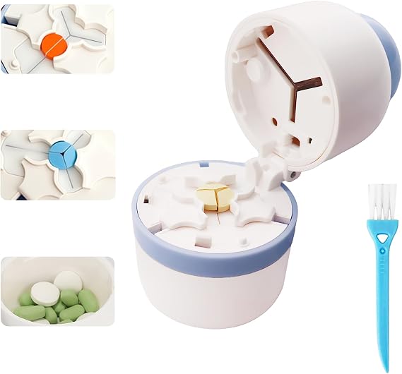 Pill Cutter 1/3 Pill Splitter for Small and Large Pills with Stainless Steel Blade for Cutting Pills in one Third or Half, Portable Pill Organizer, Ideal for Cutting Tablets, Vitamins
