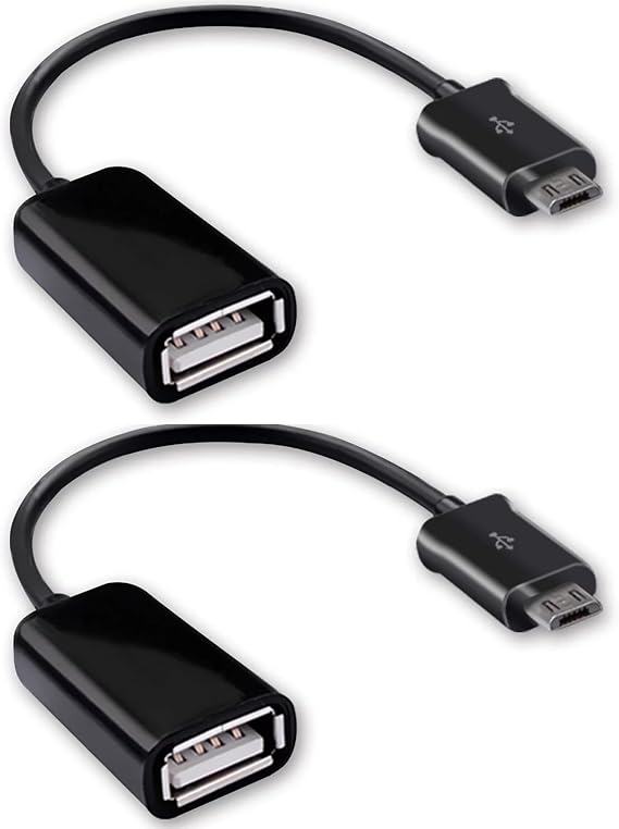 OTG MicroUSB 2.0 (2Pack) Compatible with TCL SOCL300BTBL Full Hi-Speed On-The-Go Access to Your Acessories; Keyboard, Mice, Backup, SD Cards, More! (Black)