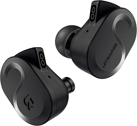Letshuoer S08 Fourth Generation in Ear Monitor Earphone Dual-Coil 13mm Planar Magnetic Driver HiFi Wired in Ear Earbuds, Planar IEM with Detachable 2pins Silver-Plated Copper Cable Audiophiles(Black)
