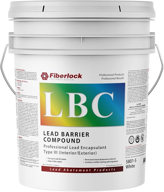 Lead Barrier Compound III, 5 Gallons, White, Industrial Lead Encapsulant, Forms a Barrier Between Lead Based Paint and the Environment, Ideal for Both Indoors & Outdoors