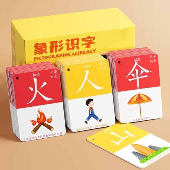 Chinese Character Cards Chinese Flash Cards for Beginners hanzi Card Pictographic Literacy Pinyin Chinese Pictogram Learn Mandarin