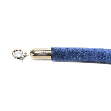 Stanchion Velour Rope + 2 pcs Wall Plates (72" D. Blue - Gold)