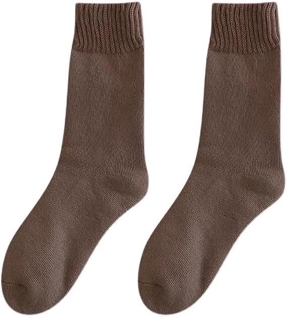 CFLONGE Bamboo Mini Crew Socks, Brown, Ribbed Cuff Design