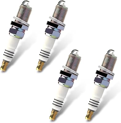 Pack-4 Car Spark Plug, Waterproof Durable Metal Vehicle Engine Parts Repair Tool, Automotive Spark Plug Replacement OEM #BKR5EIX11 5464 Compatible with Honda Mazda Lexus Models Silver