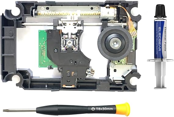 ElecGear PS4 Replacement Blu Ray Laser Lens Deck KEM-496AAA, Repair Part DVD Drive Slide Motor Rail Mechanism with KES-496 Optical Head, Thermal Paste, TR8 Torx Screwdriver, Spudger Tool Kit