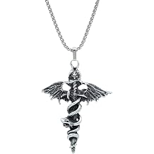 Sword Snake Bat Knitted Chain Necklace - Silver Plated - Men's Women's Necklace - No:1570