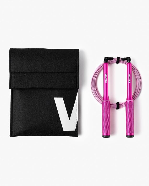 Velites Fire 2.0 Speed Jump Rope for CrossFit and Boxing, Pink | Official CrossFit Games, ideal for single unders, double unders and speed training, 37g aluminium handles and 2mm cable.