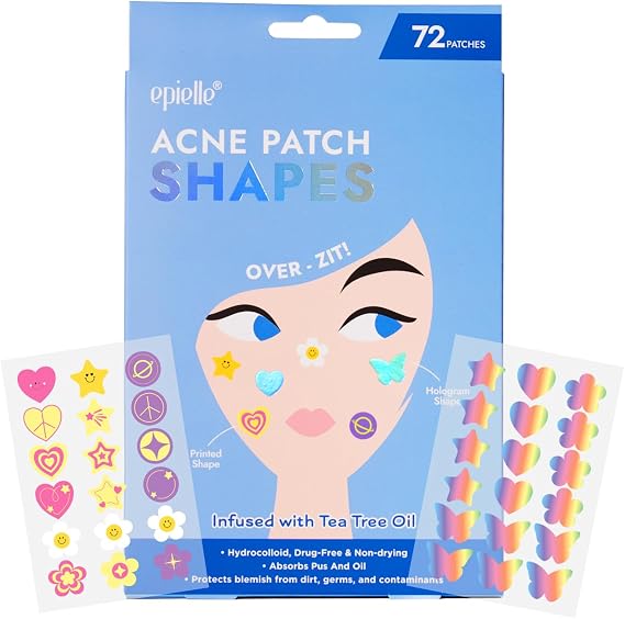 Acne Patch Shapes Edition | Acne Patches with Hydrocolloid Dressing | Fun for Parties, sleepovers, Girls' Nights, Teenager Gift (Daily Patch (72ct))