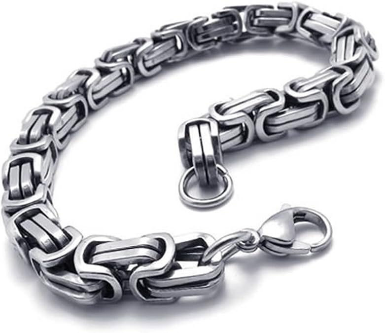 KONOV 8.5", Men's Stainless Steel Bracelet, Silver, 8.5 inch