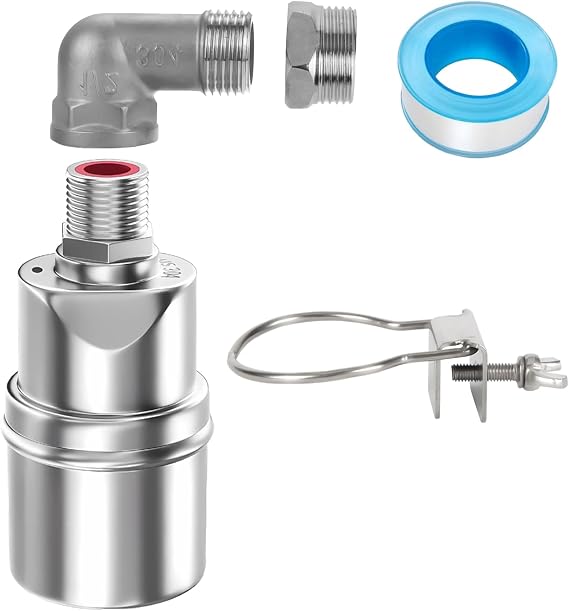 Float Valve, Stainless Steel Float Valve 1/2" or 3/4", Automatic Water Level Controller for Water Tanks, Ponds, Pools, Livestock Troughs & Aquariums – Adjustable Water Level, No Electricity Needed