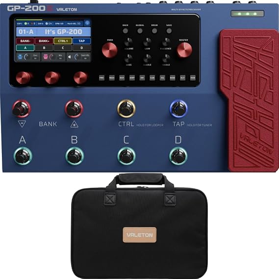 Valeton GP-200X Multi-Effects Electric Guitar Pedal + GPB-1 Gig Bag Bundle - Expression FX Loop MIDI I/O Amp Modeling IR Cabinets Artist Presets for Guitar/Bass