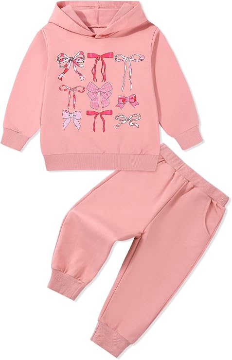 Toddler Baby Girl Clothes Fall Outfits Bowknot Sweatshirt Top Pants Set for Girls 18 24 Months 2T 3T 4T 5T 6-7 Years
