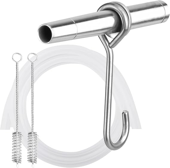 Maple Syrup Tapping Kit, Stainless Steel Maple Tree Taps Spiles | 6 Spiles and Hooks, 6pcs 3-ft Food Grade Tubing with 2 pack Spile Cleaning Brushes