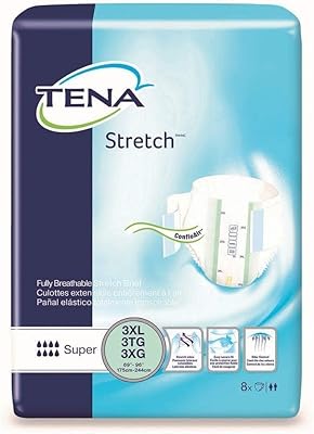 TENA ProSkin Stretch Super Bariatric Incontinence Brief, Heavy Absorbency, Unisex, 3X-Large, 32 Total - 4 Packs