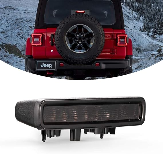 Kiwi Master LED 3rd Brake Light for 2018-2026 Jeep Wrangler JL | Accessories, Third Brake Light, High Mount Stop Light, Black Housing Smoke Lens