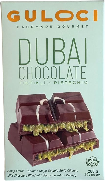 GULOCI Dubai Chocolate - Tahini Kadayıf Filled Milk Chocolate with Pistachios - 200 GR