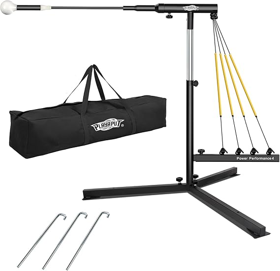 Baseball Swing Trainer With 4 Power Bands,Auto Reset Hitting Trainer