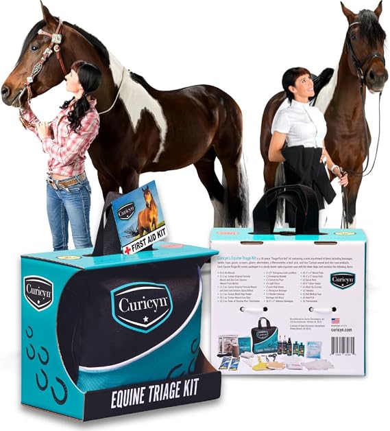 Curicyn Equine Triage Kit - 36 piece Equine First Aid Kit for Horses - Contains Equine Emergency Essentials Including Hoof Kit - Horse First Aid Kits - Horse Emergency Necessities