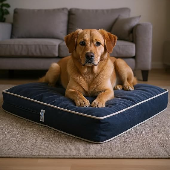 Lüks Dayanıklı Şönil Kumaş Visco Dolgulu Çift Taraflı Ve Fermuarlı Yıkanabilir Köpek Yatağı(Fşönilmavi) (XX-Large)