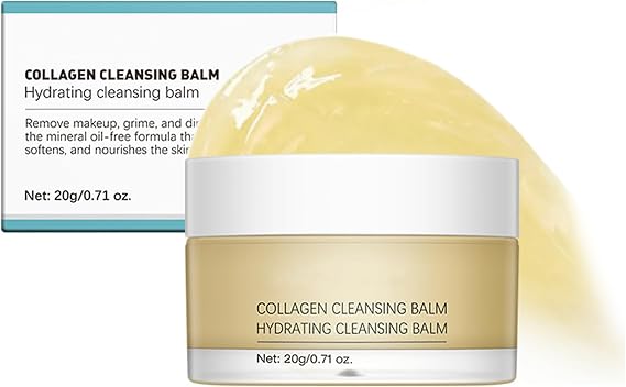 Collagen Cleansing Balm, Makeup Remover and Face Cleanser with Hydrating Oils, Vitamin E for All Skin Types