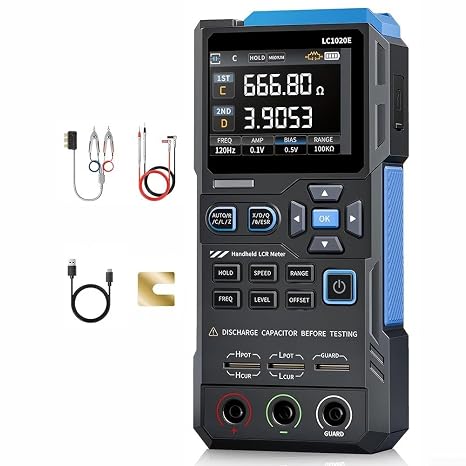 LC1020E Handheld LCR ESR Digital Bridge Tester with Intelligent Sorting Function Multiple Test Frequencies for Electronic Components (LC1020E in English)