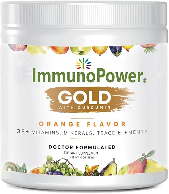 Gold - High-Absorption Turmeric Root Extract & BioPerine Immune Booster - Doctor Formulated with 33 Nutrients - Orange Flavor