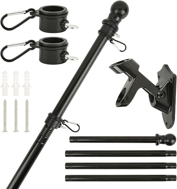 Flag Pole Kit 5FT/1.5M, Flagpoles Wall Mounted Flag Poles for Garden Flag Poles Stainless Steel Sectional Flagpole Kit with Bracket for UK Flag, Flag Pole for Indoor Outdoor, Wall Flagpole with Screws