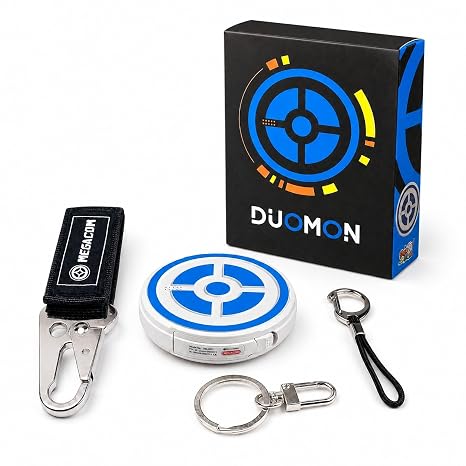 megacom DuoMon 1P/2P Auto Catcher for Poket GO, One-Touch Reconnect, 2XAAA | Dual Accounts, 65ft Bluetooth, Faster Catching, Voice Broadcast, LED & Beep Alerts, 600-Hour with 2AAA Batteries