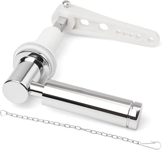 Toilet Flush Handle Eeplacement Kit Zinc Alloy Metal Toilet Handle Replacement, Toilet Cistern Lever Arm with Chain - Adjustable Arm